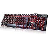 Rii RK100 3 Color LED Backlit (Red/Purple/Blue) Mechanical Feeling USB Wired Gaming Keyboard Black UK Layout