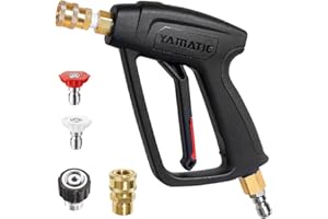 YAMATIC Pressure Washer Gun with 3/8" Swivel Quick Connector, High Power Washer Handle with M22-14mm & M22-15mm Adapter Replacement for Sun Joe, Ryobi, Simpson, Craftsman and More (4500 PSI, 8 GPM)