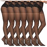 MANZI 6 Pairs 20D Women's Sheer Tights Ultra Thin High Waist Pantyhose Thigh Stockings