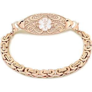 Engravlinks Custom Medical Alert Bracelet for women | Engravable Emergency ID Stainless Steel Bracelet For Women with Hope Lo