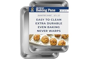 ULTRA CUISINE Professional Quarter Sheet Baking Pans - Aluminum Cookie Sheet Set of 2 - Rimmed Baking Sheets for Baking and Roasting - Durable, Oven-safe, Non-toxic, Easy to Clean, Commercial Quality - 9x13-inch