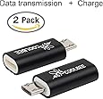 Lightning to Micro USB Adapter, Coolbee 8 Pin Lightning Female to Micro USB Male Charge Sync Connector for Smartphone, Tablet, GPS, Power Bank Through Apple Lighting Cable(Black 2-Pack) (Black 2-Pack)