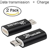 Lightning to Micro USB Adapter, Coolbee 8 Pin Lightning Female to Micro USB Male Charge Sync Connector for Smartphone, Tablet, GPS, Power Bank Through Apple Lighting Cable(Black 2-Pack) (Black 2-Pack)