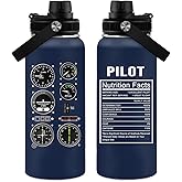 WWHSAI Pilot Water Bottle 32oz, Aviation & Airplane Gifts For Men, Pilot Gauges Gear Tumbler Airplane Gift, Birthday Father's Day Christmas Pilots Gifts For Aviation Dad Son Husaband Him