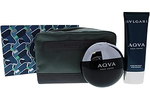 BVLGARI AQVA by BVLGARI 3 PIECE GIFT SET - 3.4 OZ EAU DE TOILETTE SPRAY 3.4 OZ AFTER SHAVE BALM POUCH MEN