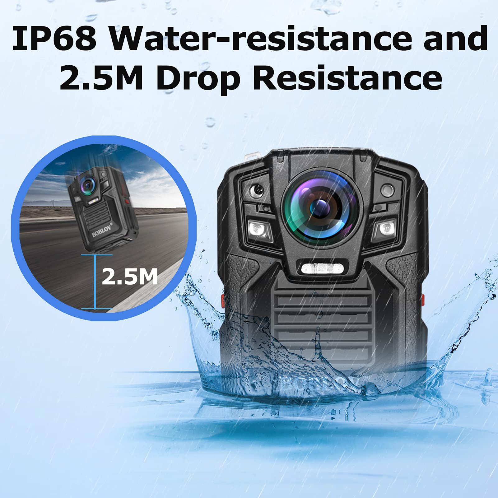 BOBLOV HD66/D7 2K 1440P Body Worn Camera, 2 Batteries with Dock, IP67 1440P Outdoor Body Camera Audio & Video Recorder 170° Wide Angle IR, with 360° Rotation Clip (64GB)