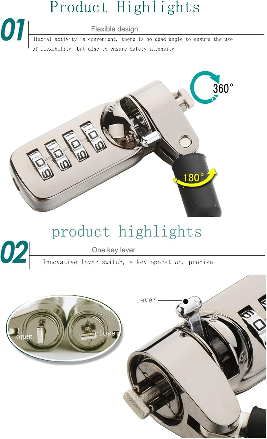 CaLeQi Laptop Cable Lock Hardware Security Cable Lock Anti Theft Lock with for All Desktops Laptops,Macbook,iPad,iPhone and Projectors- 2m Cable Black - Image 5