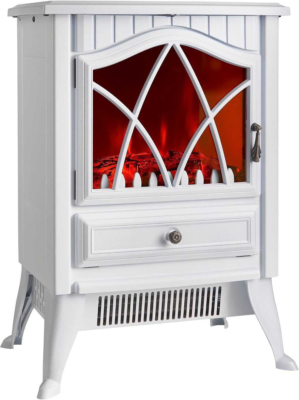 VonHaus Electric Stove Heater 1800W White Indoor Free Standing Fire