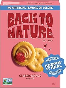 Back to Nature Classic Round Crackers, Non-GMO, Vegan Friendly Snack Cracker, Made with Wheat Flour & Sea Salt, Snack Happy, 