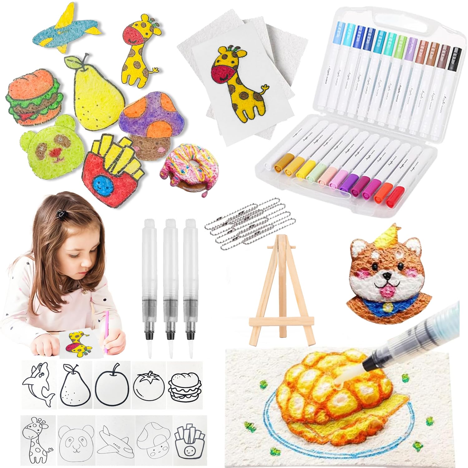 Magic Puffy Paint - 48Pcs DIY Foam Texture Painting Paper, Ultimate 3D Magic Texture Painting Set, 24 Colors Pens Drawing Canvas Sponge, Foam Texture Painting Paper for Children (Paint Set A)