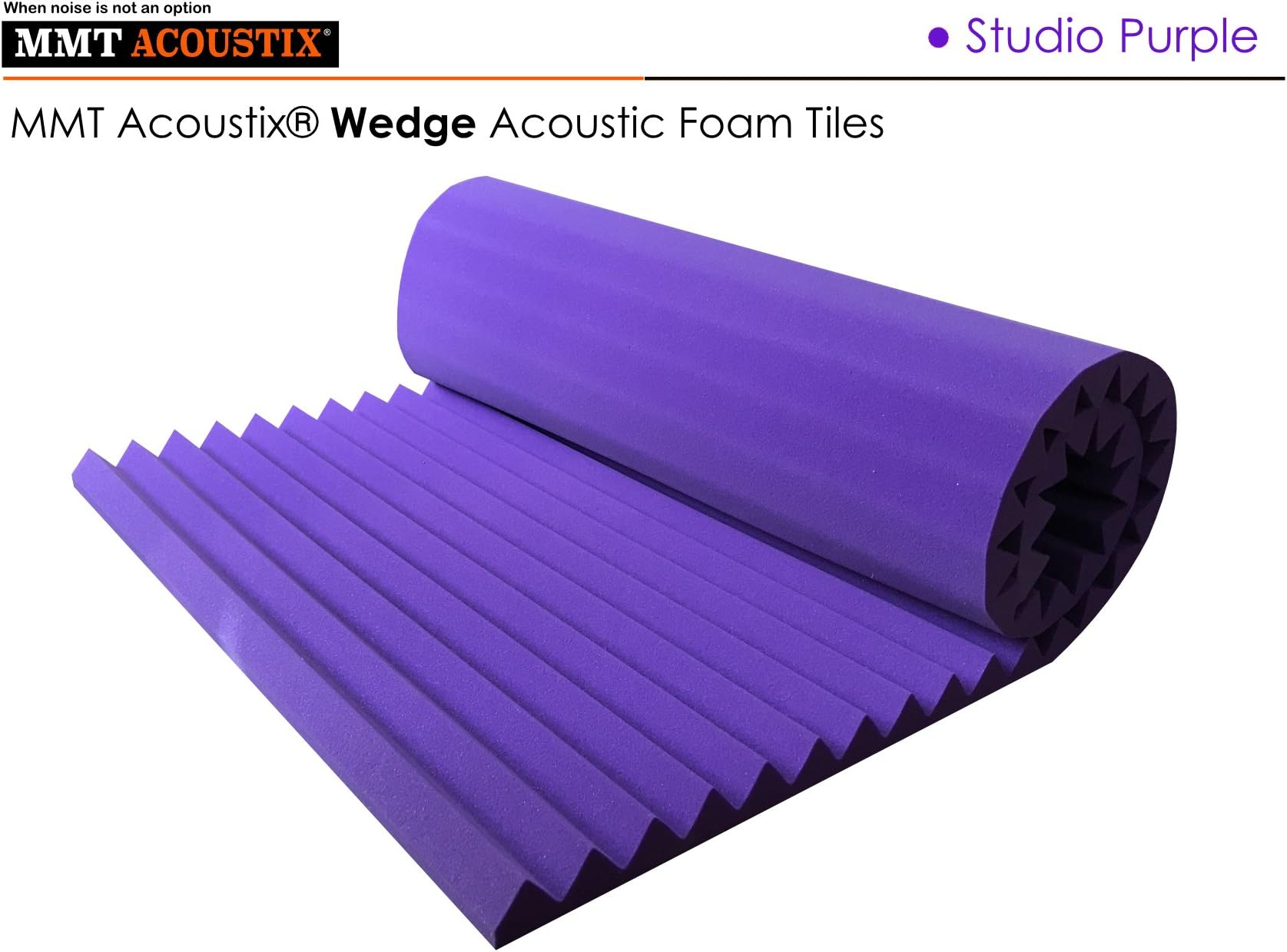 MMT Acoustix® Wedge Soundproofing Studio Acoustic Panel, 6'x3', 2", Studio Purple, Set of 1