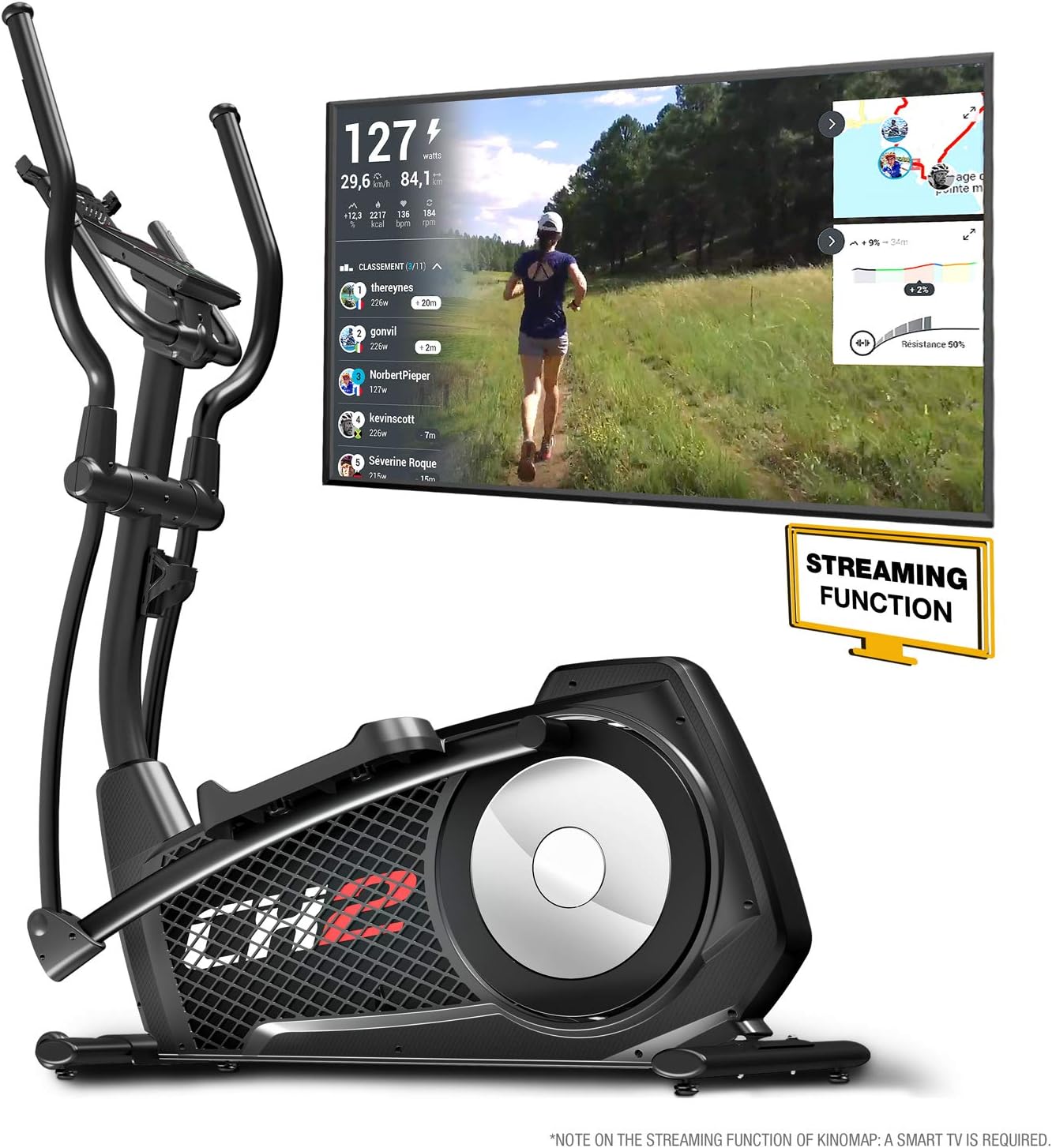 Sportstech CX2 Cross Trainer- German Quality Brand -Video Events & Multiplayer APP & integrated power generator - Elliptical Trainer with Console & Tablet holder, Elliptical Trainer 27Kg flywheel mass