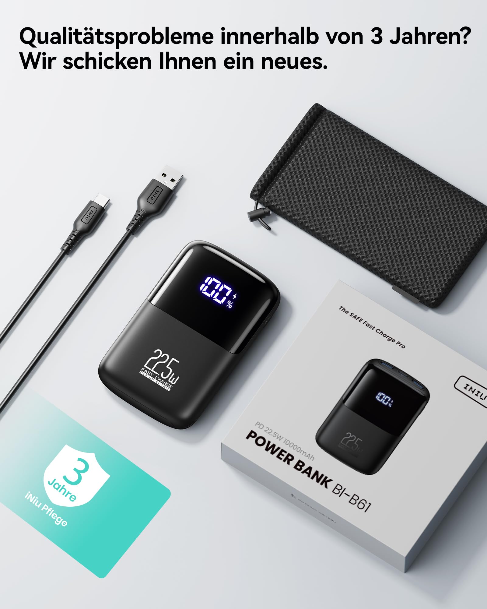 INIU Power Bank, 22.5W Fast Charging 10000mAh PowerBank Klein Aber Stark, PD3.0 QC4.0 USB C Input&Output Externe handyakkus für iPhone 17 16 15 14 13 12 Pro Max Mini Plus Samsung S23 AirPods iPad etc 7