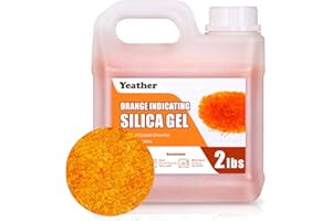 Yeather 2LBS Silica Gel Beads Easy to Reactivate, Large Capacity (Industry Standard 2-4 mm) - Moisture Indicating Desiccant P