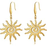 GREICHFAN Gold/Silver Sun Dangle Earrings for Women Trendy Round Earrings Statement Earrings Vintage Boho Earrings