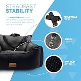 FurDreams Dog Car Seat Plush Booster for Small Dogs Cats 50x50x20cm Black view 4