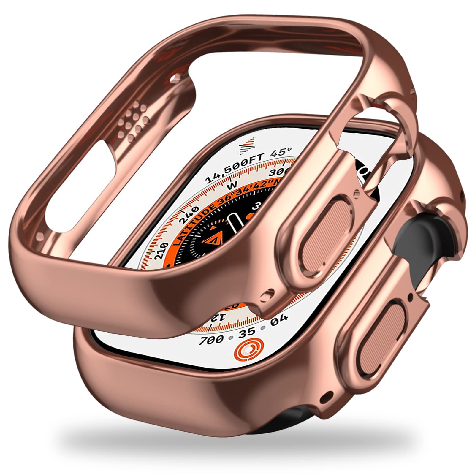 Miimall for Apple Watch 49mm Ultra 1 2 3 Case, Premium Electroplating Hard PC Frame[Without Built-in Screen Protector], Slim Protector Bumper Shell for Apple Watch Ultra 49mm(Rose Gold)
