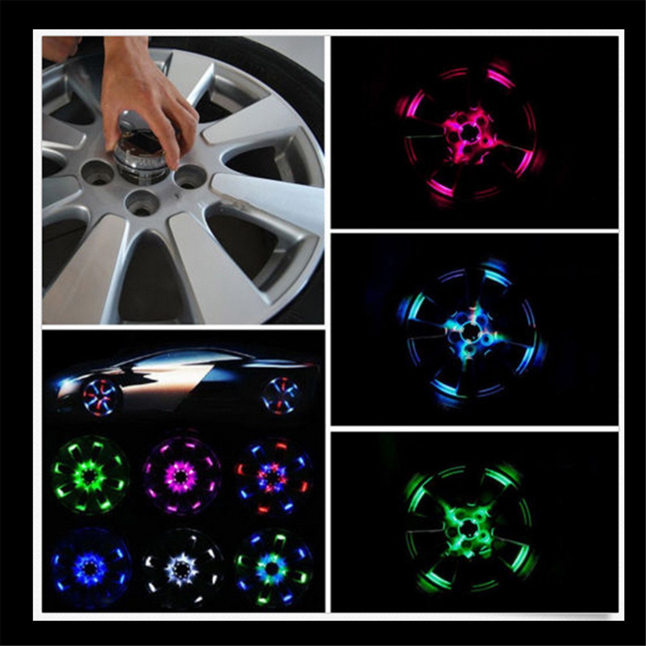 SHiZAK 12 LEDs Solar Flash Wheel Light 4 Modes Color for Car Vehicle Auto Decoration Lamp Tyre Auto Solar Energy Flashlight