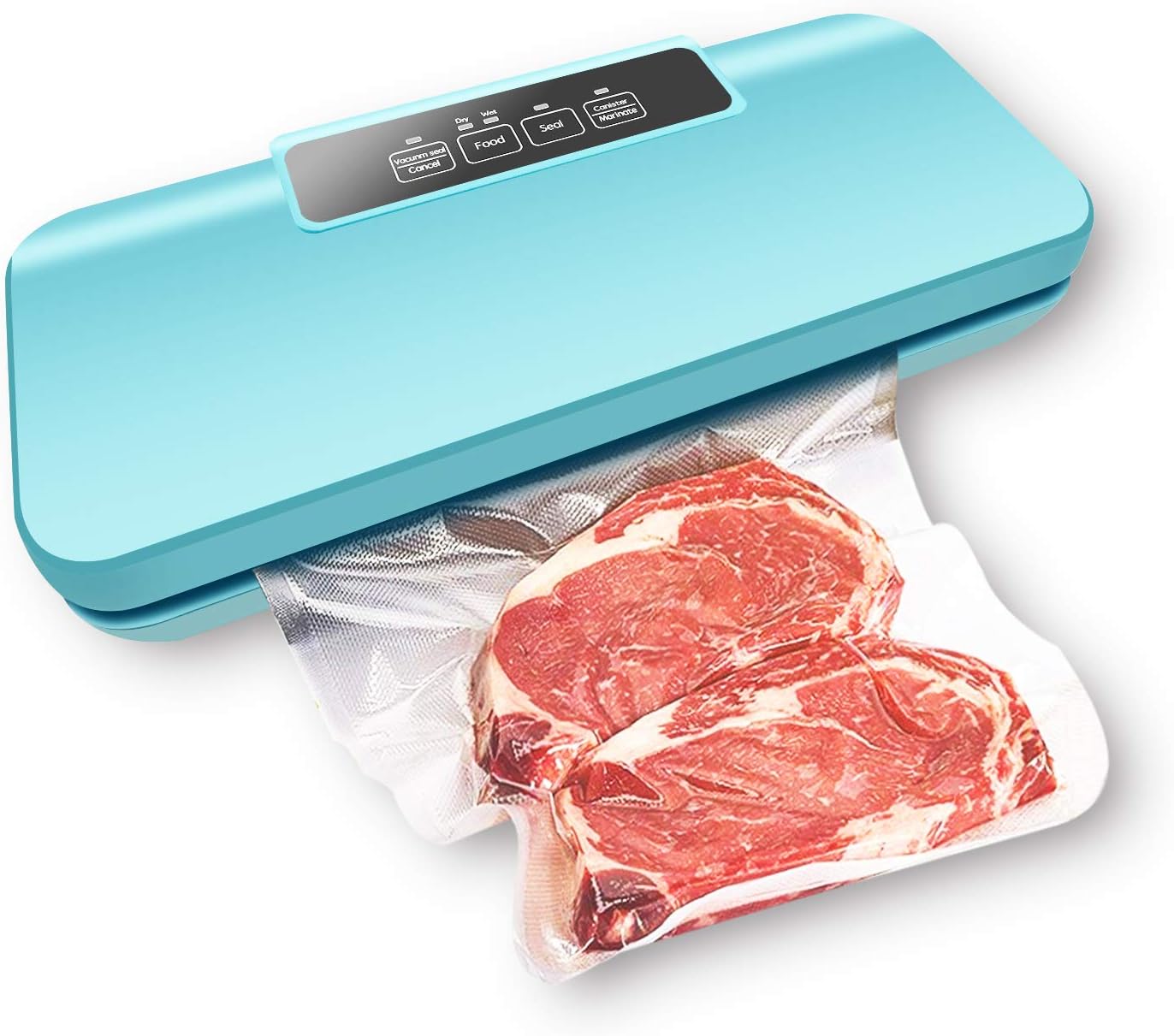 Vacuum Sealer Machine, OakNova New Upgraded Automatic Food Sealer for Food Per with sealing bags/Starter Kit|Led Indicator Lights|Easy to Clean|Dry & Moist Food Modes| Compact Design (Blue) 85 Kpa Food Vacuum Air Sealing System for Food Preservation Storage Saver