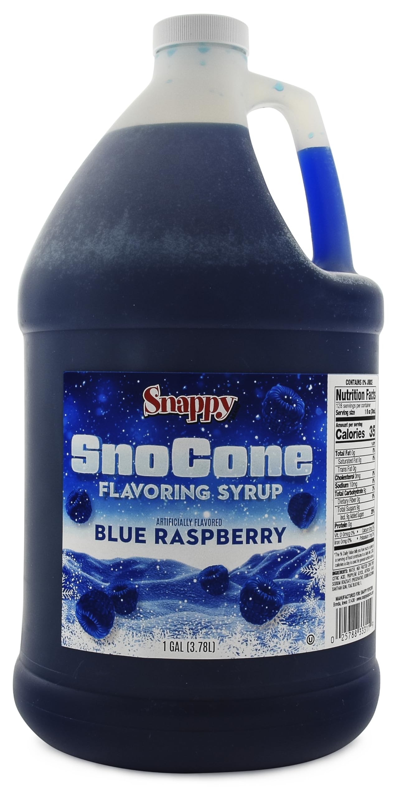Snappy Blue Raspberry Sno Cone Syrup, 1 Gallon