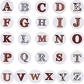 WEWAYSMILE 26 pcs Silicone Focal Beads Flat Round Focal Beads Letters Silicone Beads for Shaped Bulk Pens Beads Used for DIY to Make Various Handicrafts Beaded Pen Lanyards Etc(Leopard Print Letters)