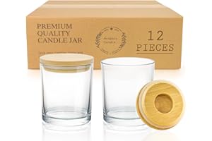 Aroparc Bulk Candle Jars with Lids, 12PCS 10oz DIY Container Tumbler Jar for Candle Making Supplies - Clear Dishwasher Safe