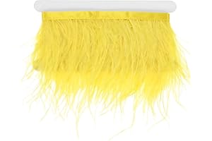 M METERXITY Ostrich Feather Trim Fringe, 2 Yards 3-4" Natural Fluffy Feather Trim for Crafting/DIY Sewing/Party Clothing/Wedd