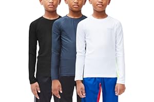 DEVOPS Youth Boys 2 or 3 Pack Compression Athletic Performance Baselayer Long Sleeve Shirts