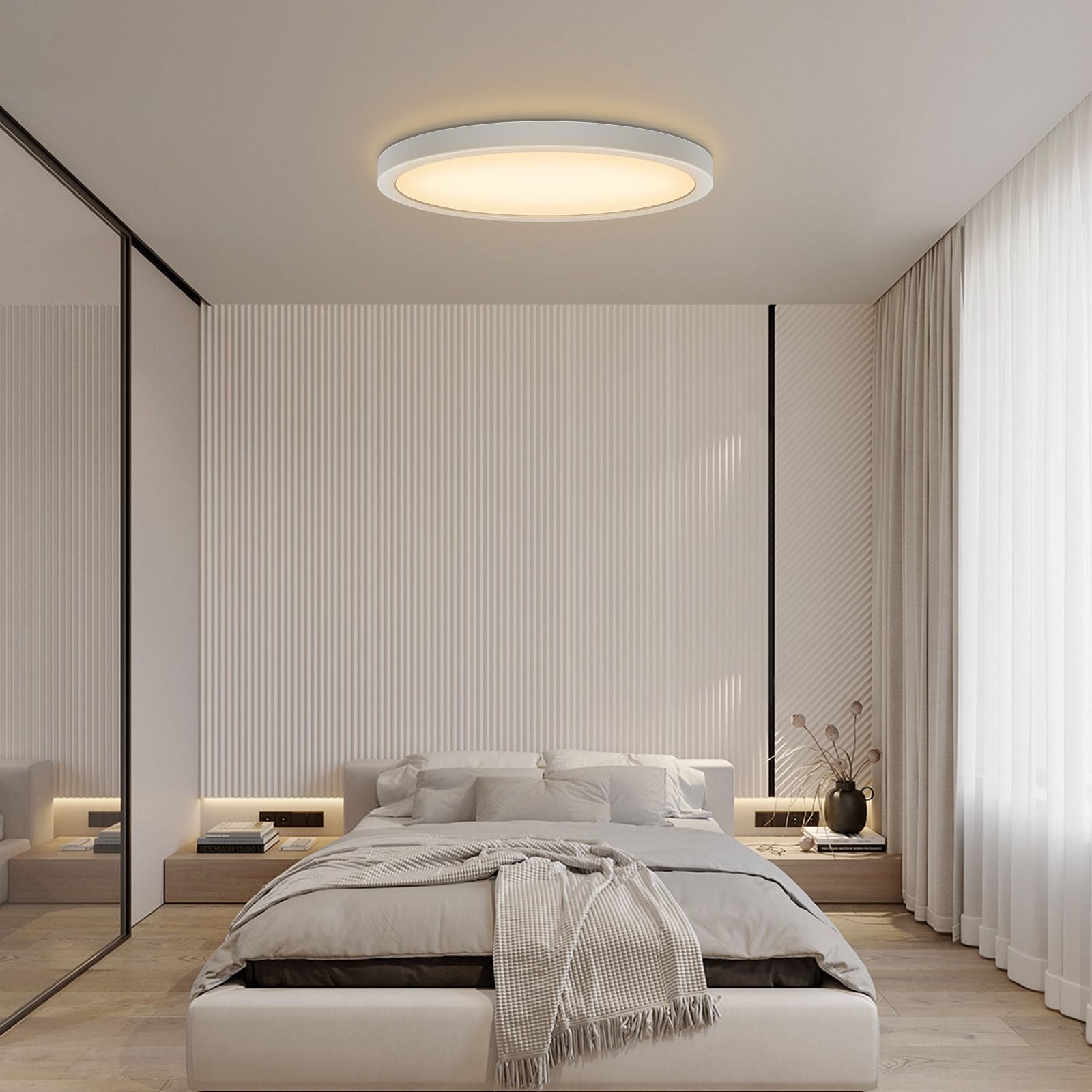 Taoellen 18W LED Flush Mount Ceiling Light, 1620lm 3000K Warm White Round Ceiling Light, Ultra-Thin Modern Bathroom Light Suitable for Small Kitchen, Balcony, Hallway, Corridor, Porch