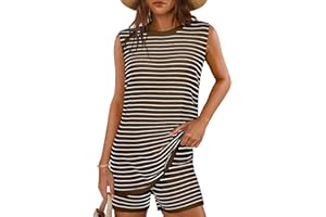 Glamaker Women's 2 Piece Short Sets Summer Lounge Sets Sweater Knit Beach Vacation Matching Sets Travel Outfits