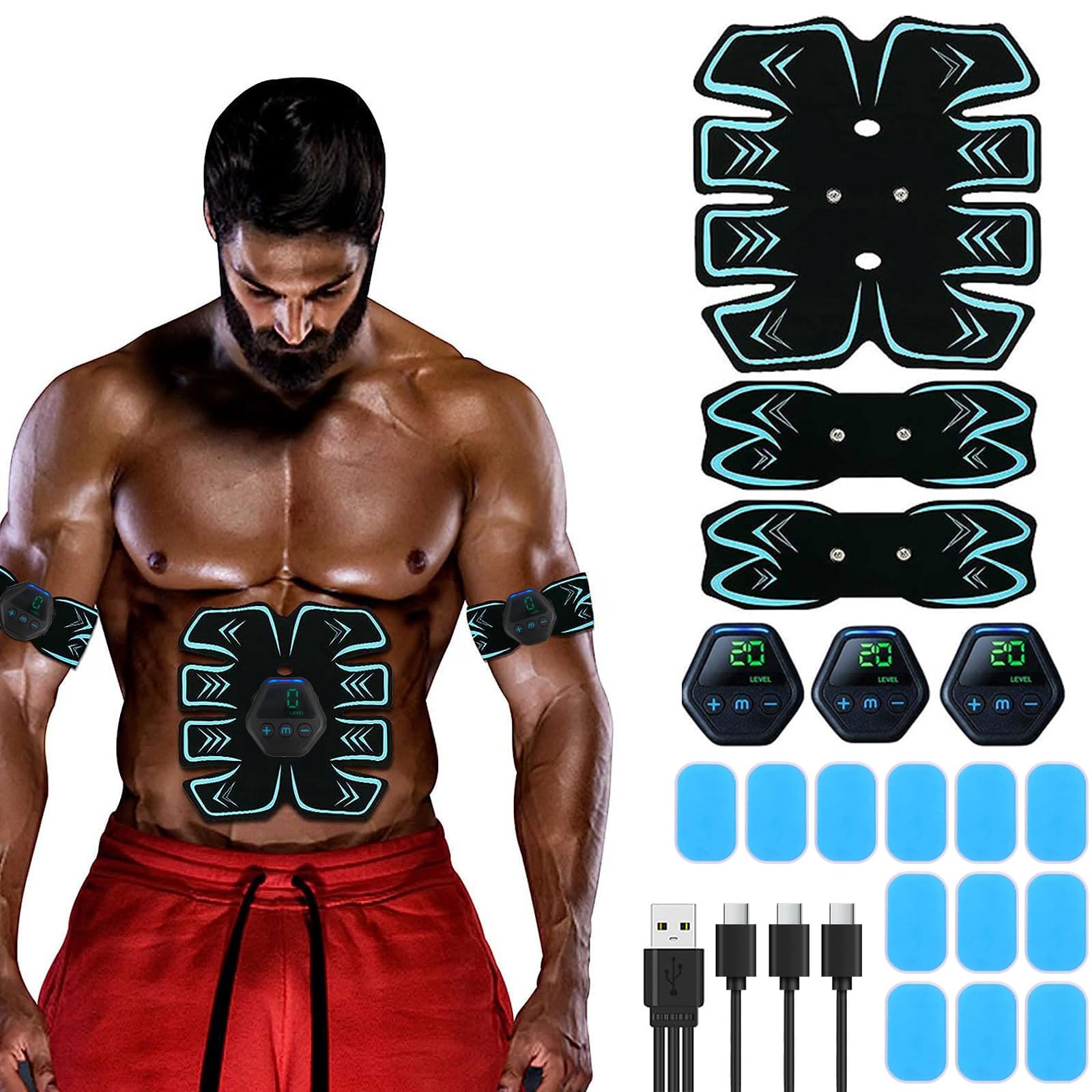 Asheyya Ems Abs Trainer Muscle Stimulator, Ab Trainer Machine Muscle Stimulater for Men and Women, 10 Modes Rechargeable