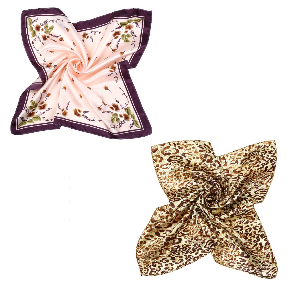 VBIGER 12PCS Womens Mixed Silk Square Scarves Bandana Scarf 50x50cm (Design 1)