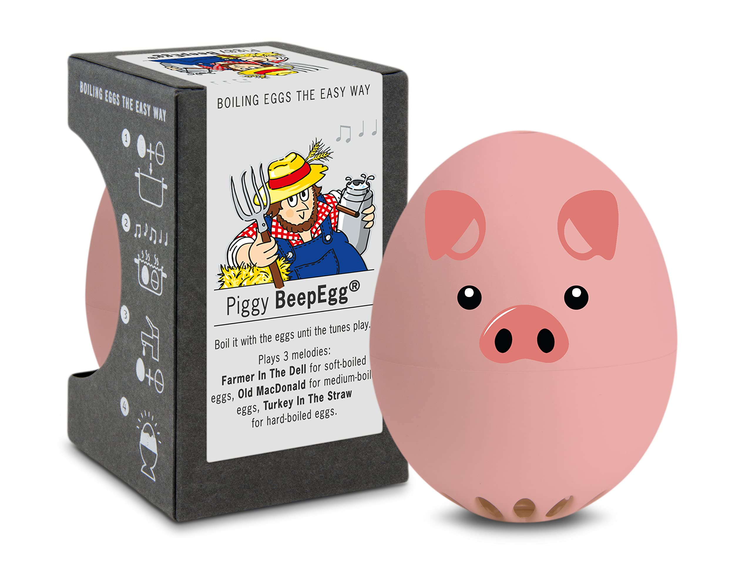 Piggy PiepEi - Singing Egg Timer for Boiling Along - Egg Boiler for 3 Hardness Levels - Egg Timer Pig - Funny Cooking Egg - Music Eggtimer - Brainstream