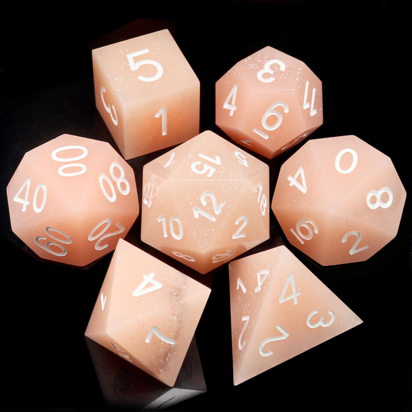 Haxtec Pink Sharp Edge Dice with Dice Case Handmade DND Dice Polyhedral D&D Resin Dice Set for TTRPG Dungeons and Dragons DND Gifts