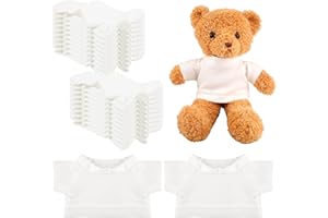 SWAKUTA 20 Pcs Teddy Bear Blank Shirt Sublimation White Bear Tee Shirt Bulk Stuffed Animal Toy White Clothing for 14-16 Inch Stuffed Bears Dolls DIY (Color Style 2)