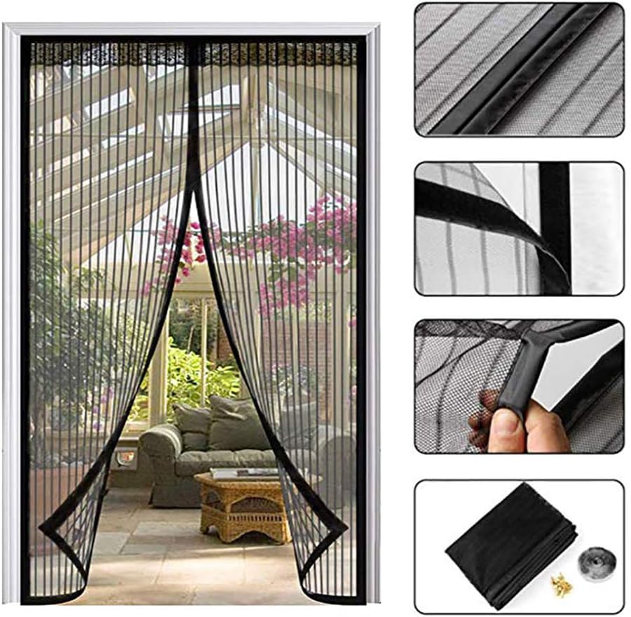 Magnetic Screen Door with Heavy Duty Mesh Curtain, Screen Mesh Door, Keep Bug Out Dogs Children Friendly Fit Door Openning, Improved Hands Free Magnetic Screen Door,70x205cm(28x81inch)