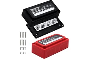 Jamgoer 300A Bus Bar Heavy-Duty Module Design Power Distribution Block 12V 24V 48V DC Busbar Box with 4X M10(3/8") Terminal Studs for Battery Marine Automotive RV Car Truck (Red&Black)