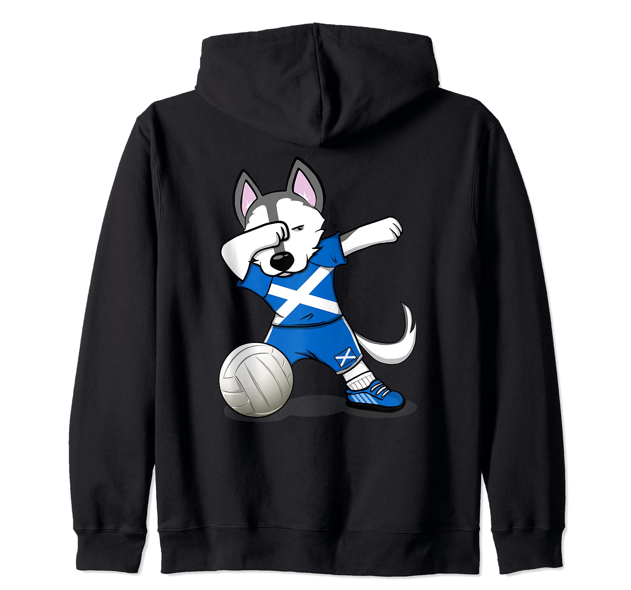 Dabbing Husky Scotland Volleyball Fans Jersey Scottish Flag Zip Hoodie