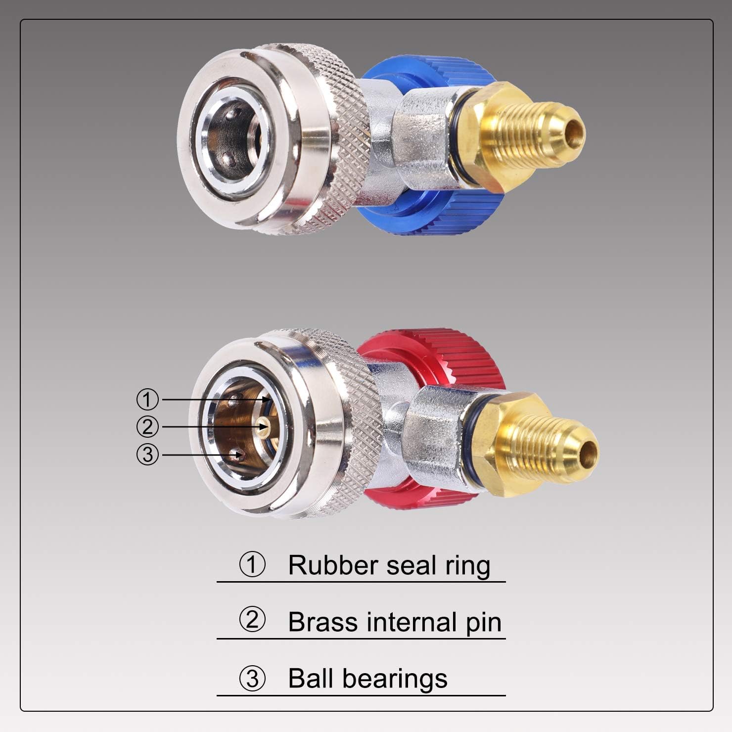 YSTOOL Automotive AC R134a Adjustable Quick Coupler Kit HVAC High Low Connector Conversion with 1/4 inch SAE Male Flare Adapter Work with Standard Auto Air Conditioner Manifold Gauge: Automotive