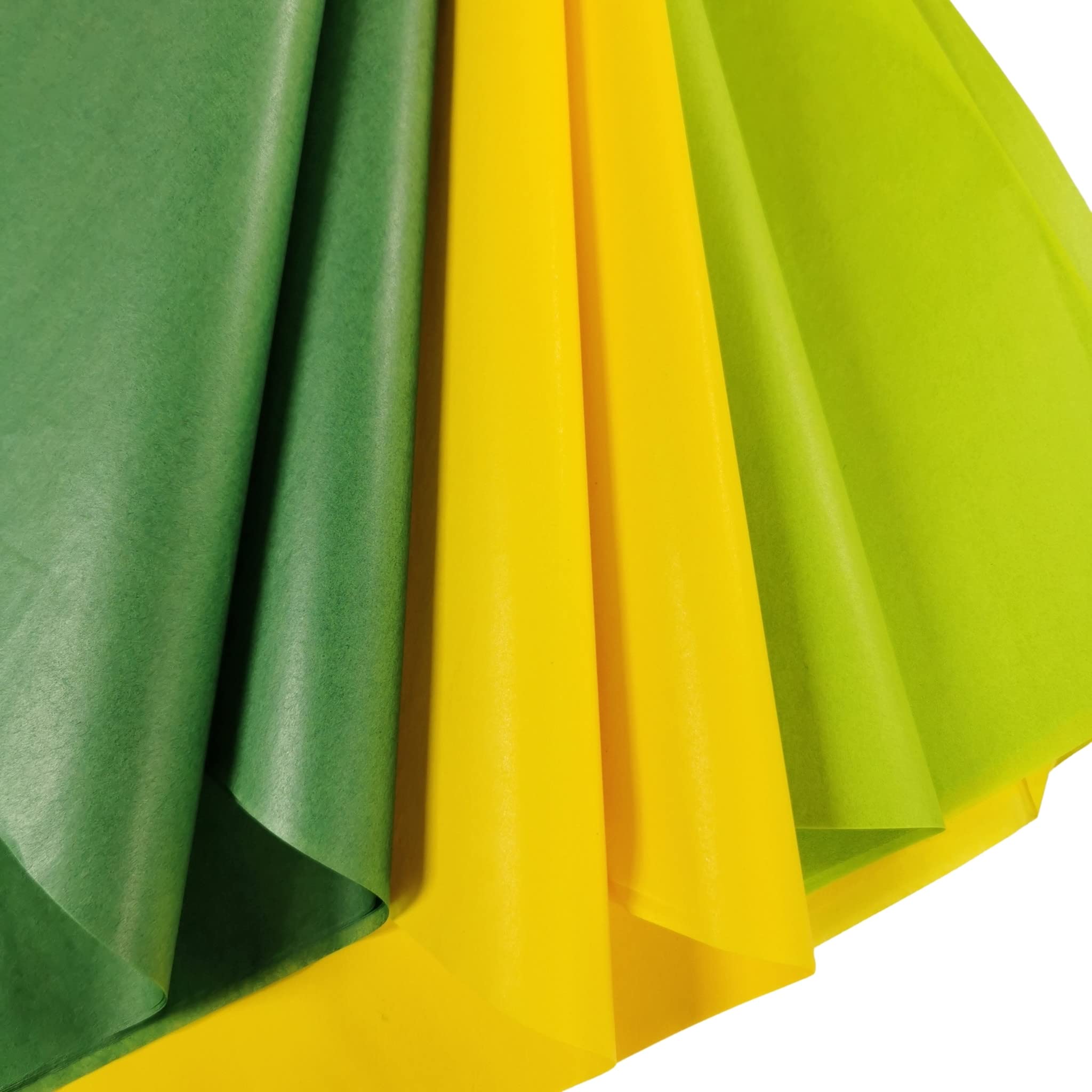 Easter Tissue Paper 60 Large Sheets, Lime Green, Jade Green & Yellow Acid Free Art Paper, Perfect for Gift Wrap, Storage, Packing, Art & Craft Bulk Pack Archiving Shredding 70 x 50cm Sheet Size