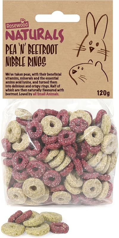 Rosewood Pea n Beetroot Nibble Rings Treats 120g Small Animal