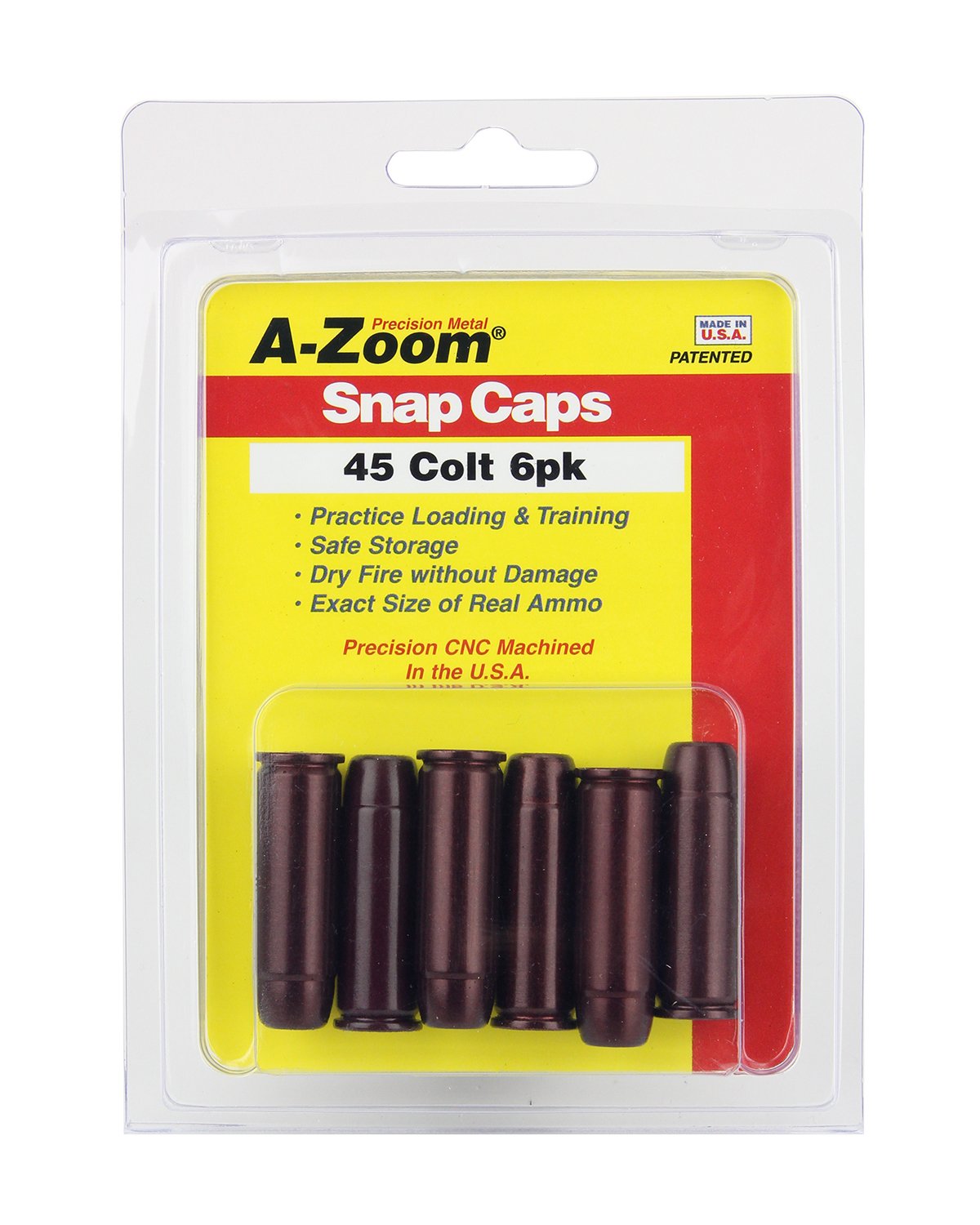 A-Zoom 45 Colt Precision Snap Caps (6 Pack) - Dummy Rounds for Safe Dry Fire & Function Testing