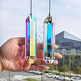 2PCS 5" Large Crystal Sun Catcher Prisms, AB Colored Hexagone Hanging Suncatcher