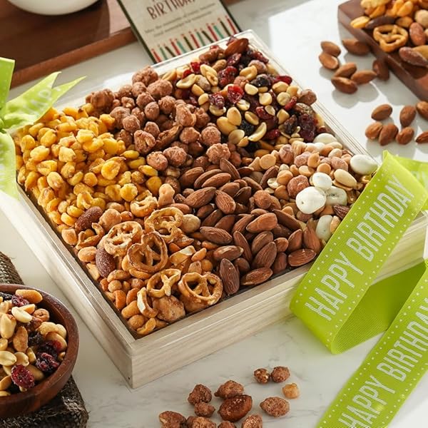 BROADWAY BASKETEERS GOURMET NUTS GIFT BASKET COLLECTION FOR BIRTHDAY CELEBRATIONS – MIXED NUTS HEALTHY GIFTS FOR MEN, WOMAN AND FAMILIES CELEBRATION KOSHER