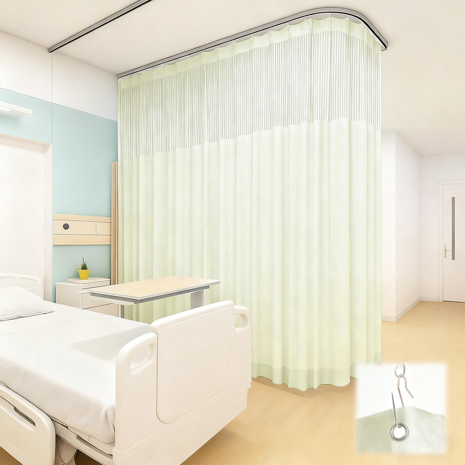 Photo 1 of Chapou 180" W x 84" L/15x7 FT Inherent Flame Retardant Hospital Curtain Room Divider, Grommet Flame Resistant Cubicle Curtains Medical Privacy Curtain for Hospital, Medical Clinic, Lab, School, White