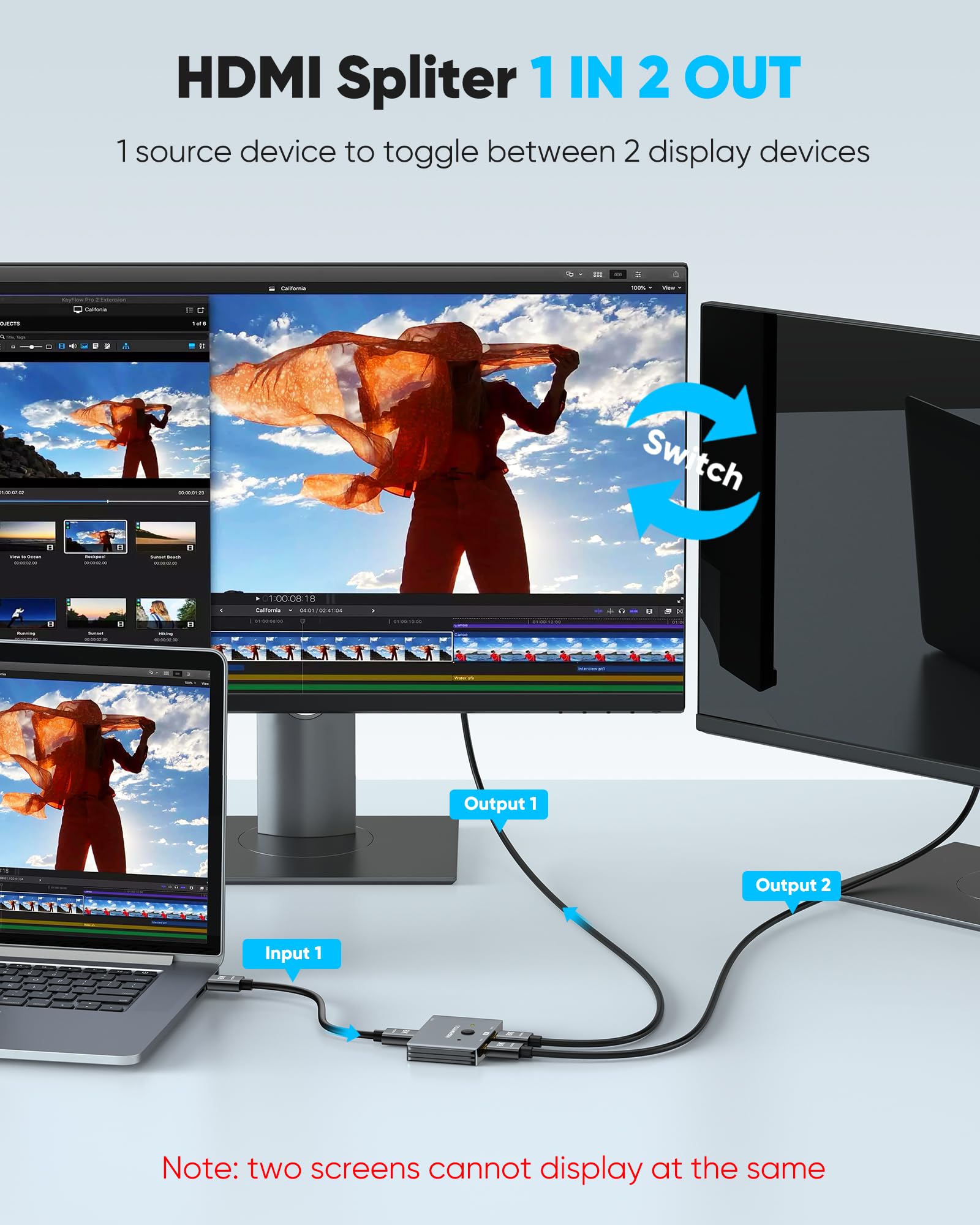 HDMI 2.1 Switch 8K HDMI Splitter, Highwings [Upgrade, Bidirectional] 4K@120Hz HDMI Switcher 2 in 1 Out Supports 8K@60Hz, Aluminum HDMI Switch Selector for PS4/PS5 Xbox Roku Apple TV Fire Stick Sony TV