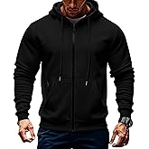 TRFIC Mens Fleece Hooded Sweatshirt Winter Full Zip Jackets Long Sleeve Outerwear with Multi Pockets