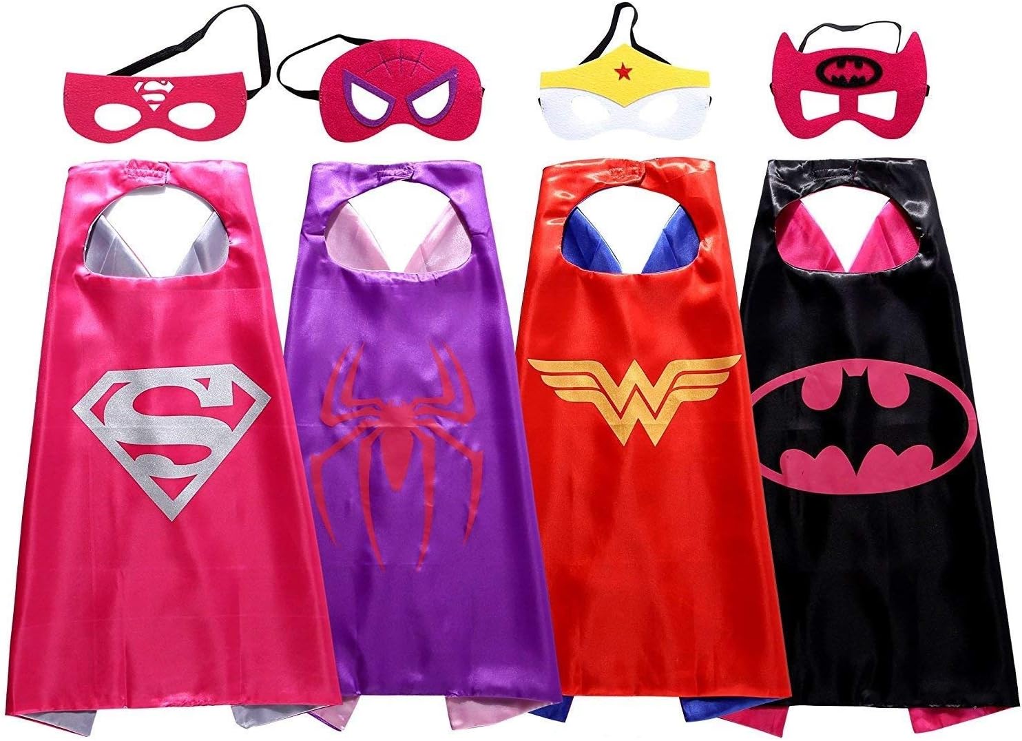 Asgift Cape and Mask Set of 4 Different Comics Cartoon Dressing Up Costumes for Kids (C)