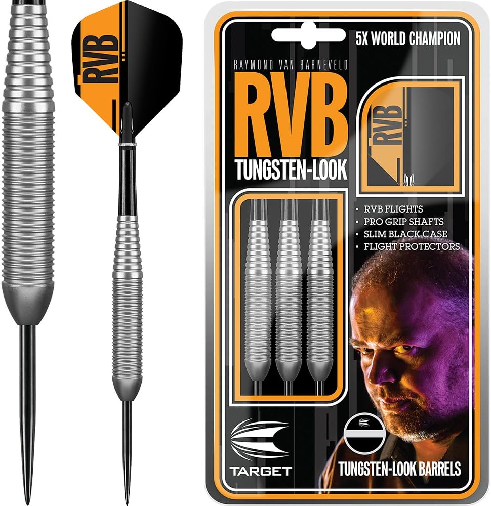 Target Raymond Van Barneveld Darts - RvB Brass Barney 23g - With Darts Corner Curvy Ballpen