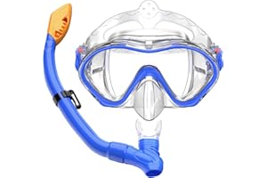 ADICOP Kids Snorkel Set for Boys Girls Youth Junior Age from 5-13 Years Old Upgraded Dry Top Snorkel Mask Snorkeling Gear with Carrying Bag for Pool Swimming Diving Water Park Beach Vacation